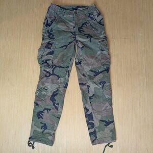 Must Way Cargo Pants‎ Utility Military Drawstring Outdoor Camo Green Women's 27